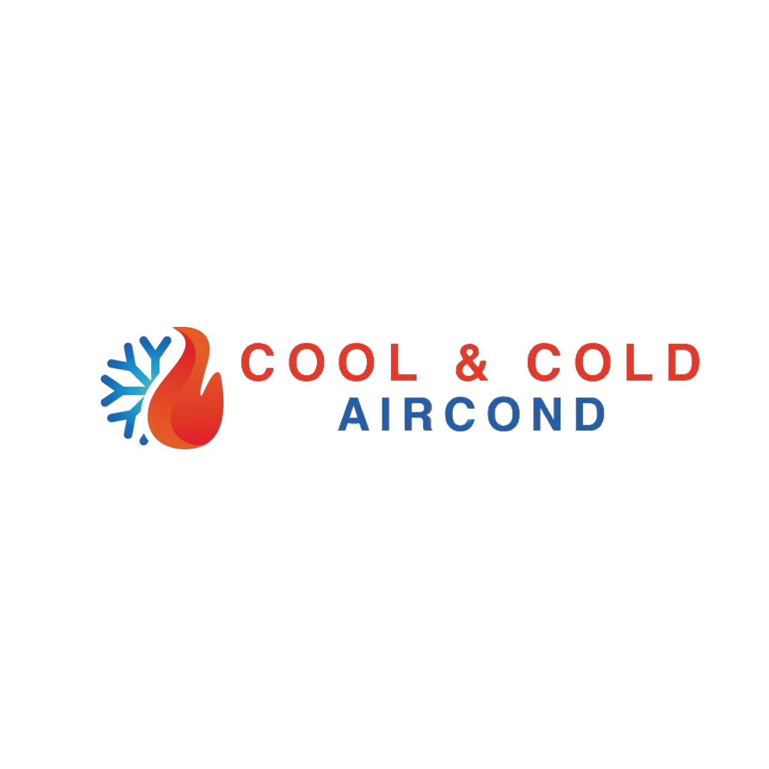 Cool & Cold Aircon logo with a red flame and blue snowflake.